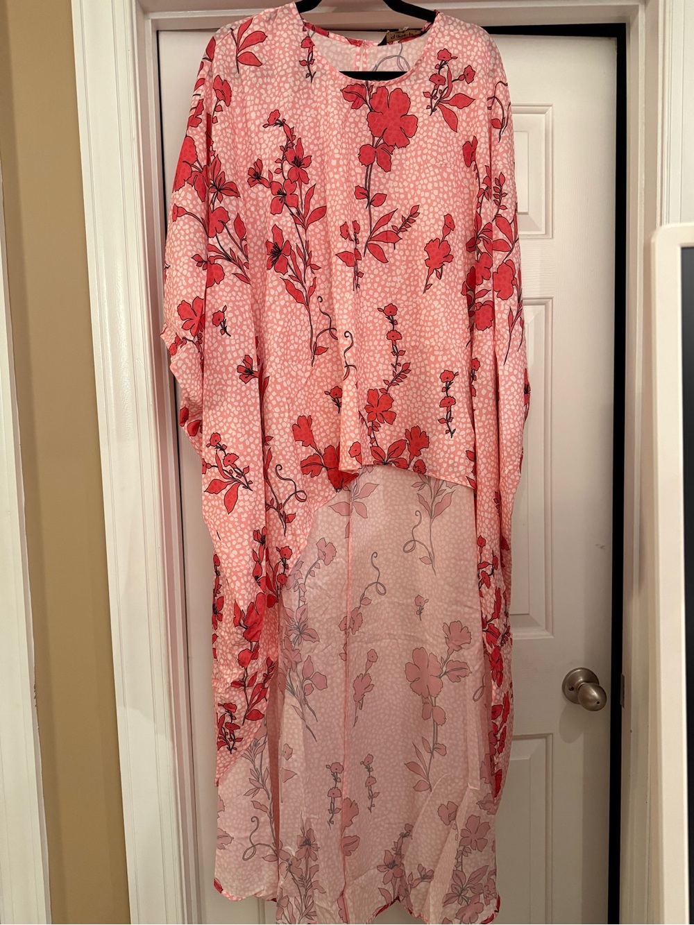 Pink Floral High-Low Tunic Top